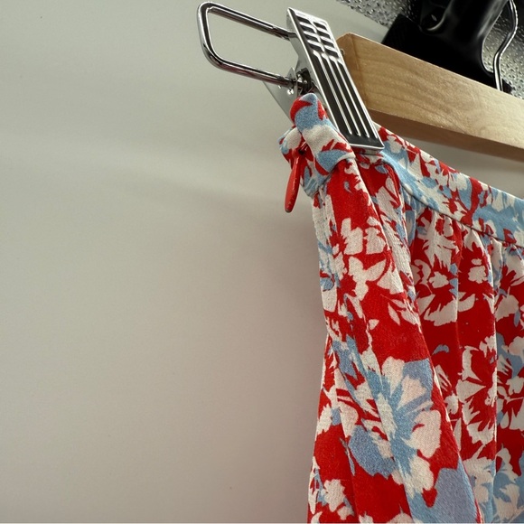 RTR‎ Paloma Blue Alexa 100% Silk Red, White & Blue Floral Tiered Mini Skirt Sz M - Picture 4 of 7